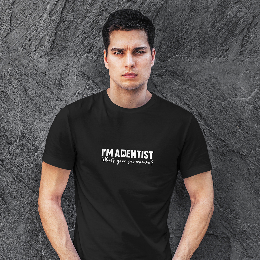 DentiCrew Round Neck Cotton T-Shirts Black - I am Dentist