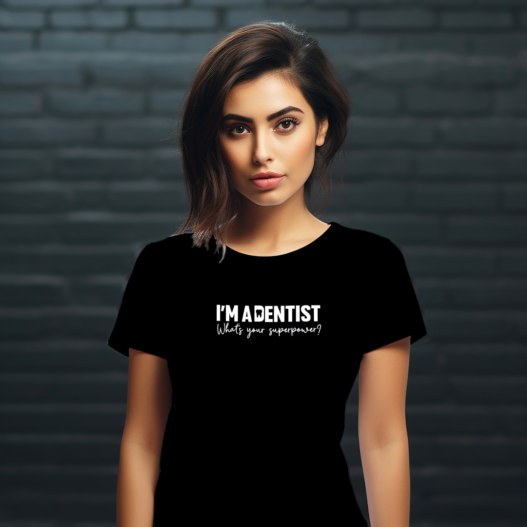 DentiCrew Round Neck Cotton T-Shirts Black - I am Dentist