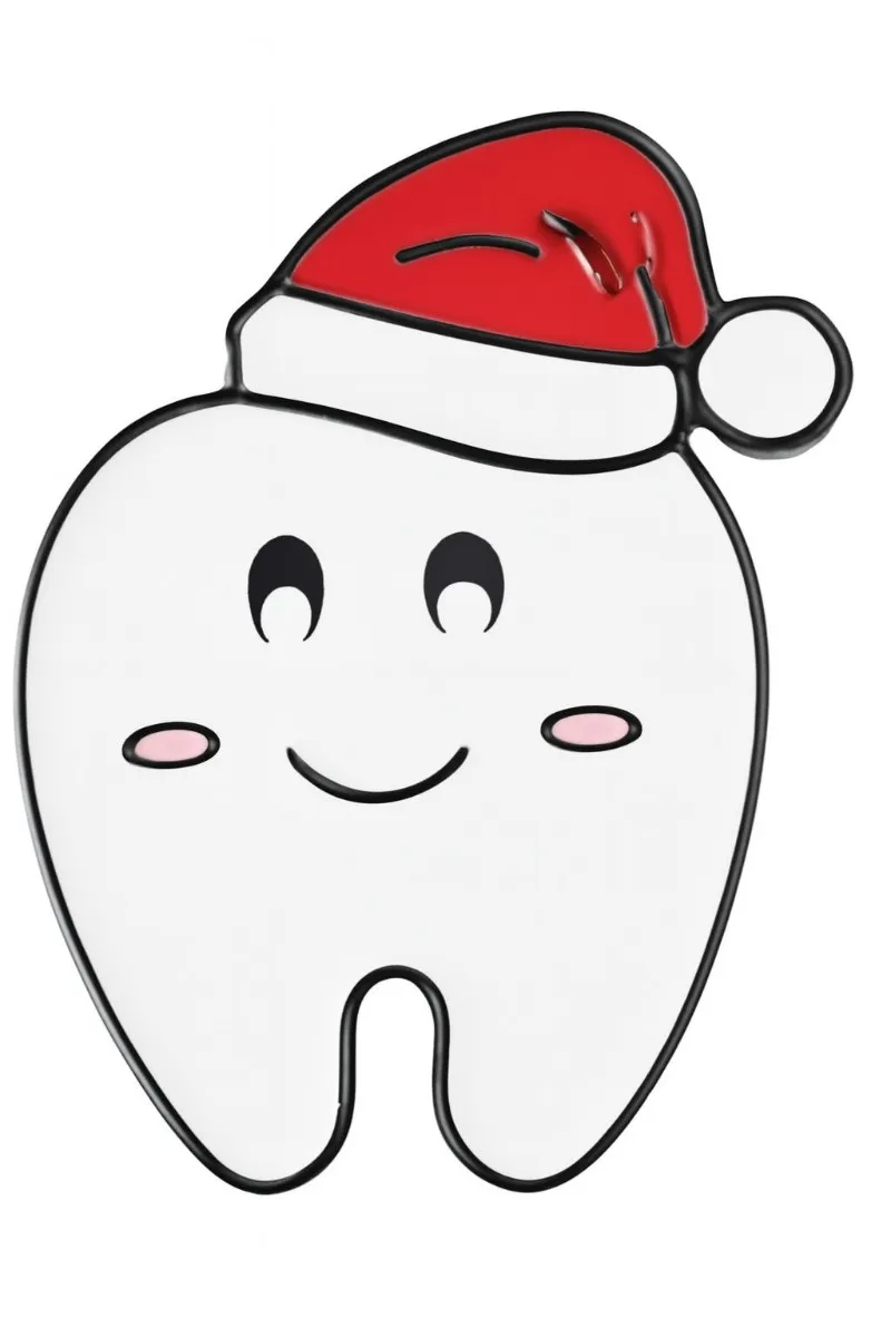 iDentical Tooth With Santa Hat Shape Brooch - Pack of 1 (ZYR-4062)