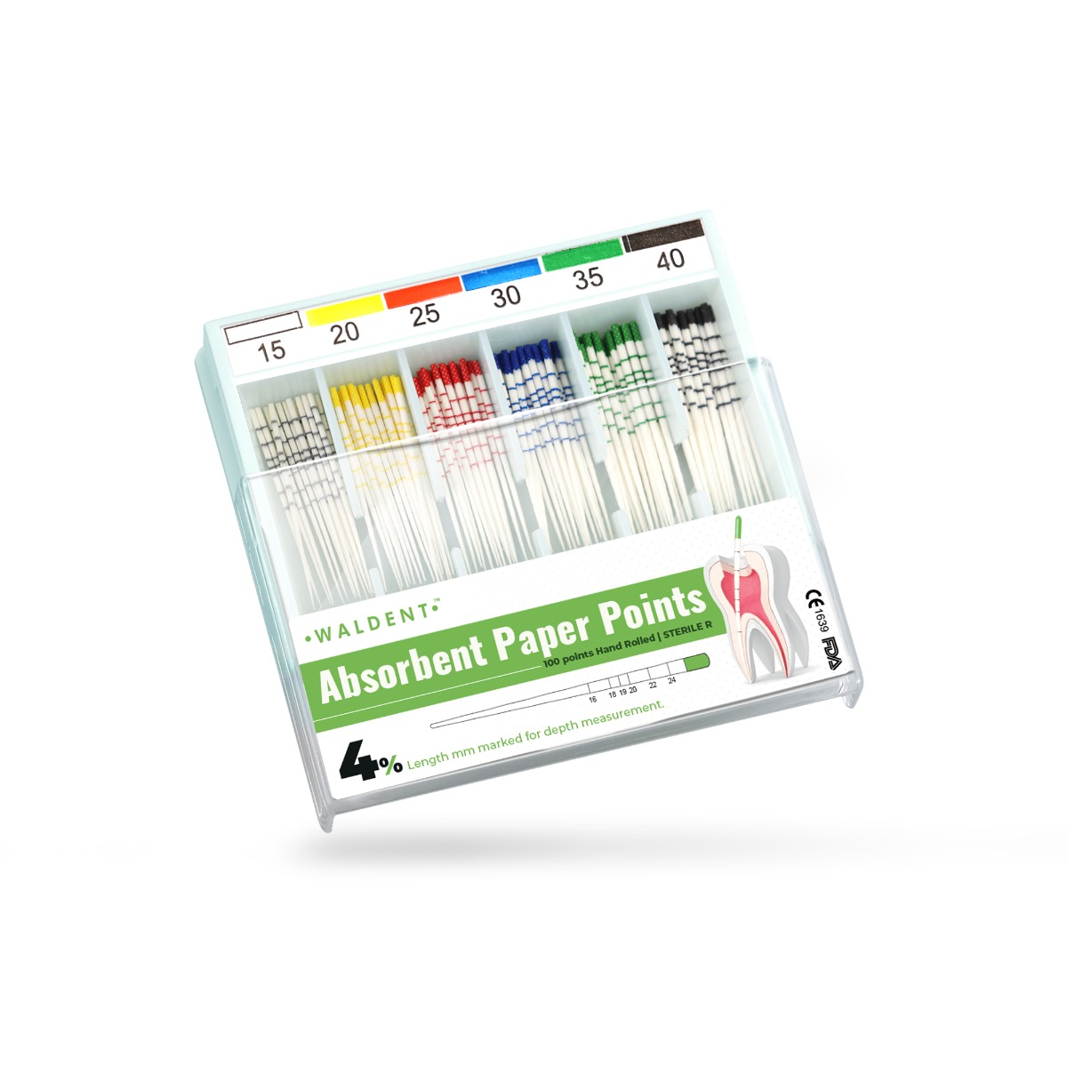 Waldent Paper Points 4% (Length Marked) #15-40