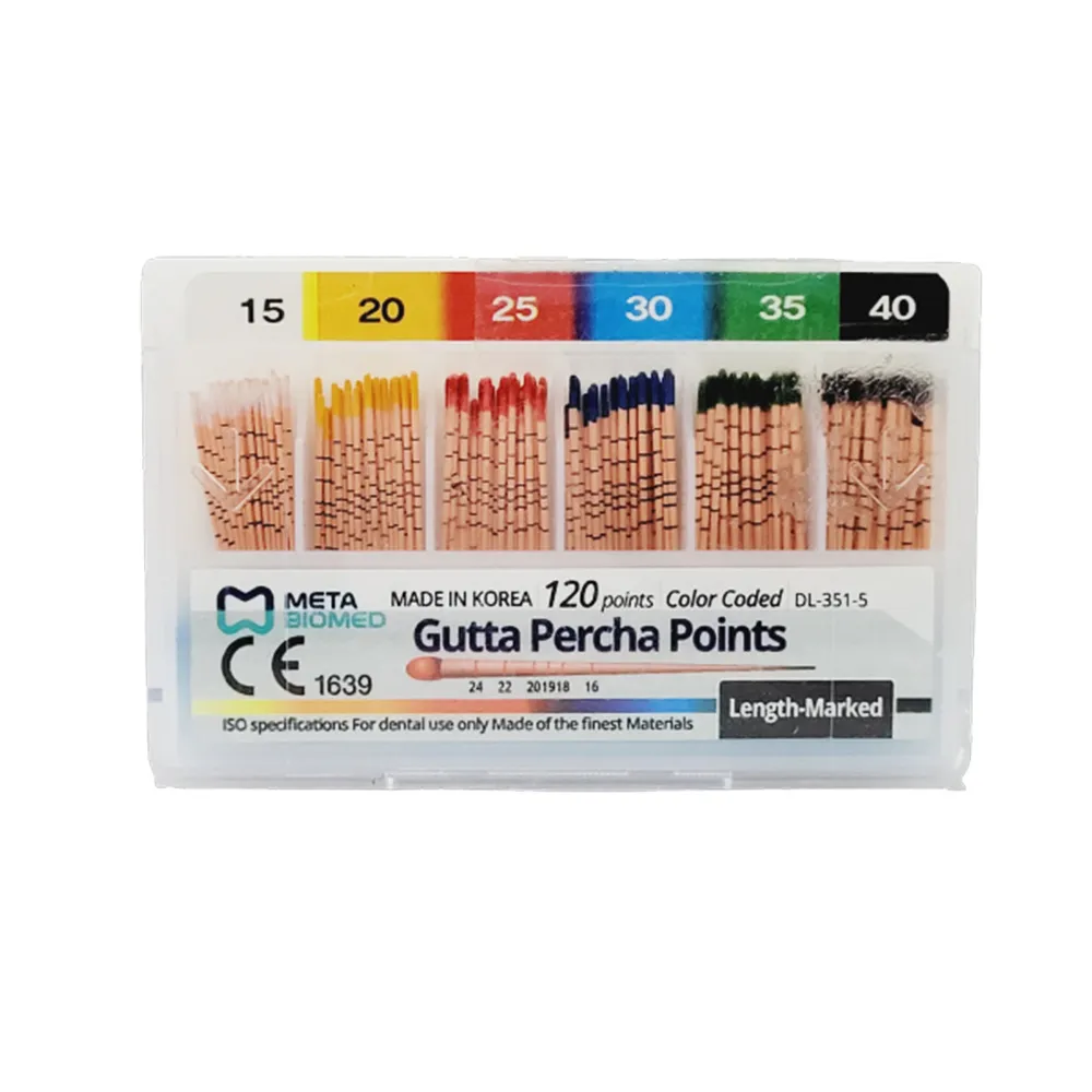 Meta Gutta Percha Points Color Coded Length Marked 2% (120 Points)