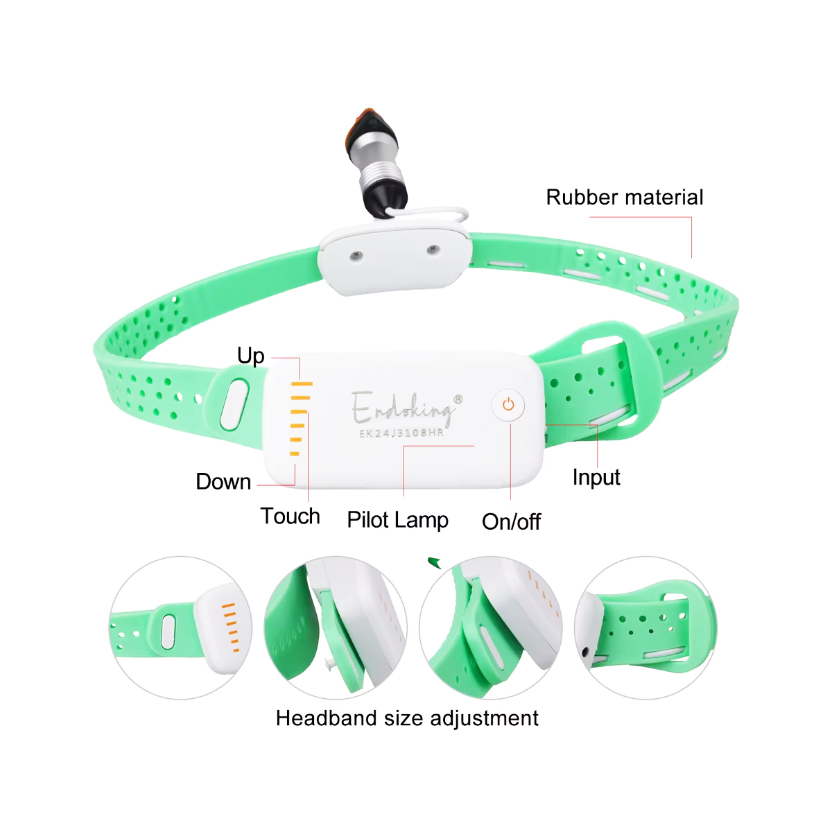 Endoking LED Headlights with Silicone Headband