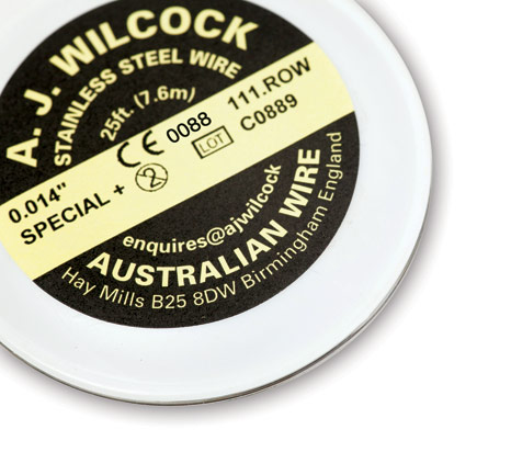 A . J . Wilcock Special + Stainless Steel Australian Wire 25 ft. (7.6m) - 0.014"