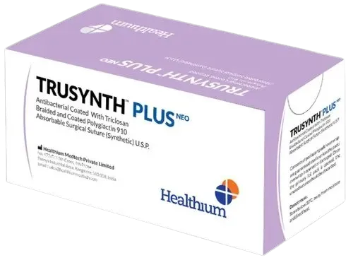 Healthium Trusynth Plus #2-0 Braided Polyglactin 910 Synthetic Absorbable Suture With Triclosan Coating