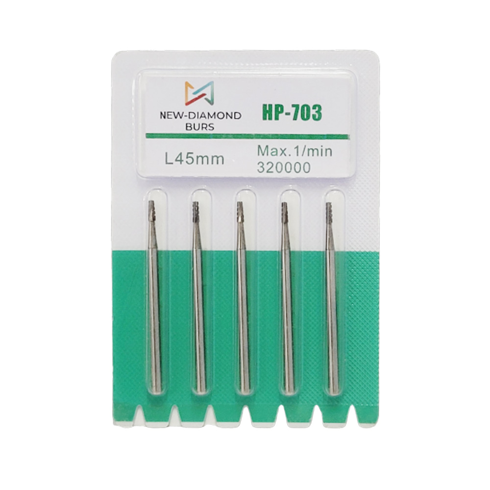 NewDiamond Cross-Cut Taper Fissure Carbide Straight Handpiece Burs -703 (Pack of 5)