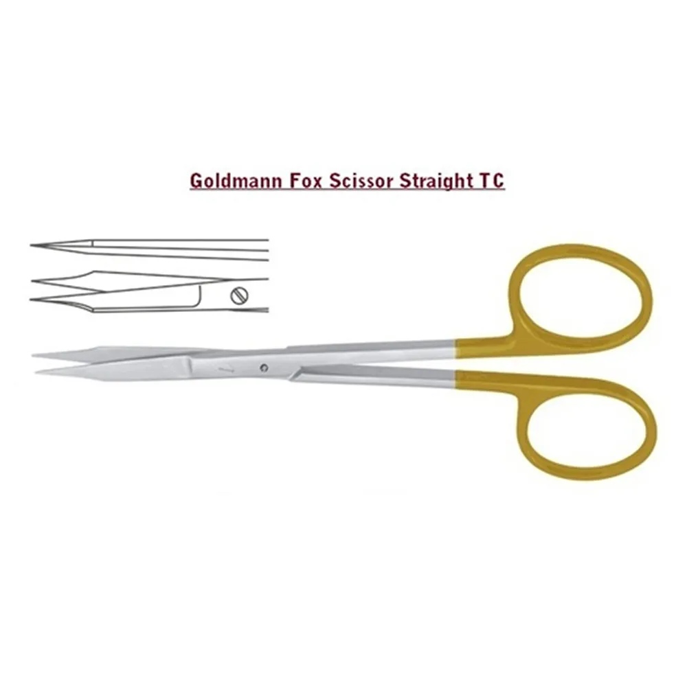 Julldent Goldman Fox Scissors With Tungsten Carbide Tips - Straight Fine