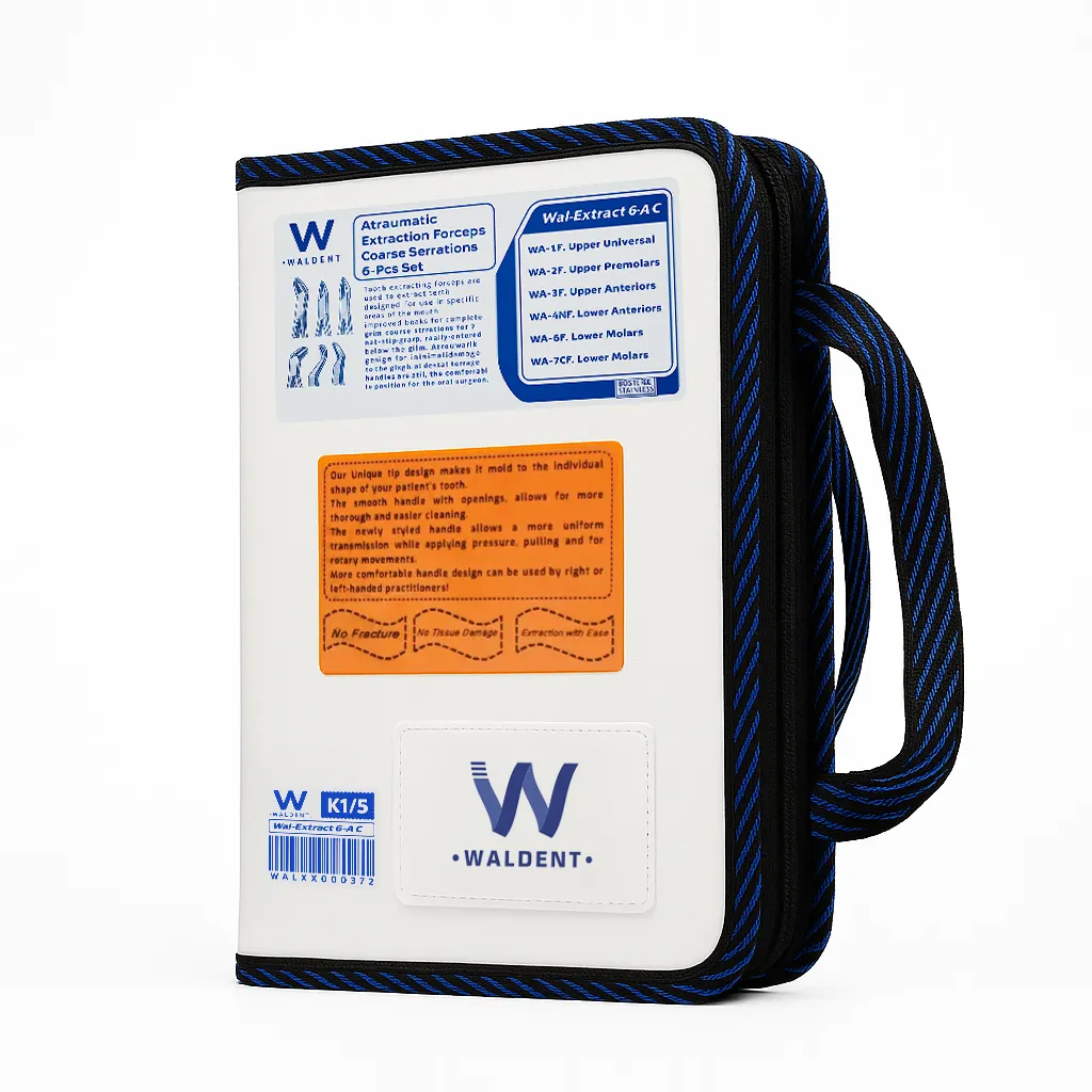 Waldent Atraumatic Extraction Instruments Forceps Kit Set of 6 - Coarse Serrations K1/5