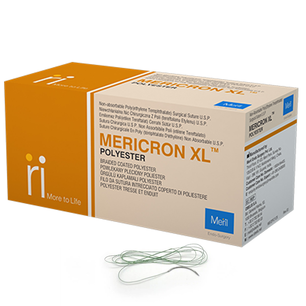 Meril Mericron XL #2-0 Polyester Suture (ME687W) - Pack of 12