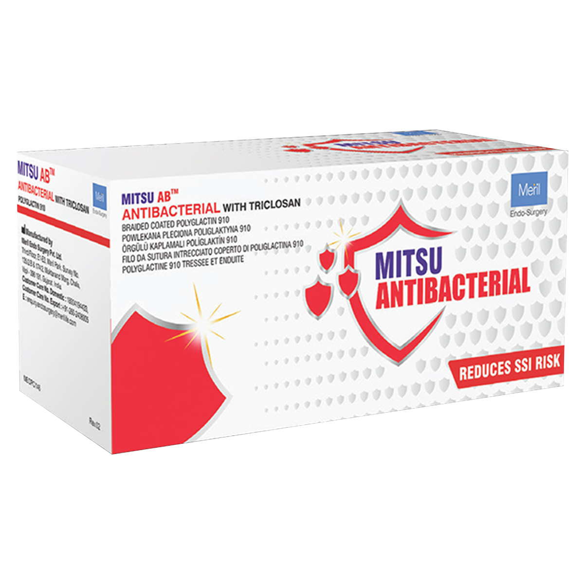 Meril Mitsu AB #2-0 Polyglactin 910 Suture With Triclosan (PGT20 2404U) - Pack of 12