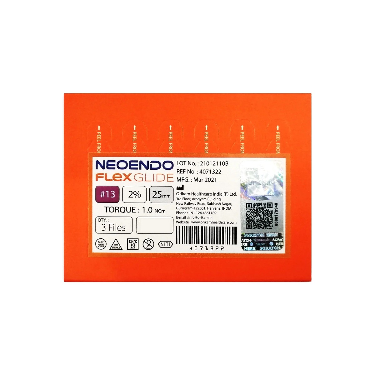 Neoendo Flex Glide File 25mm 2% #13 (Pack of 3)