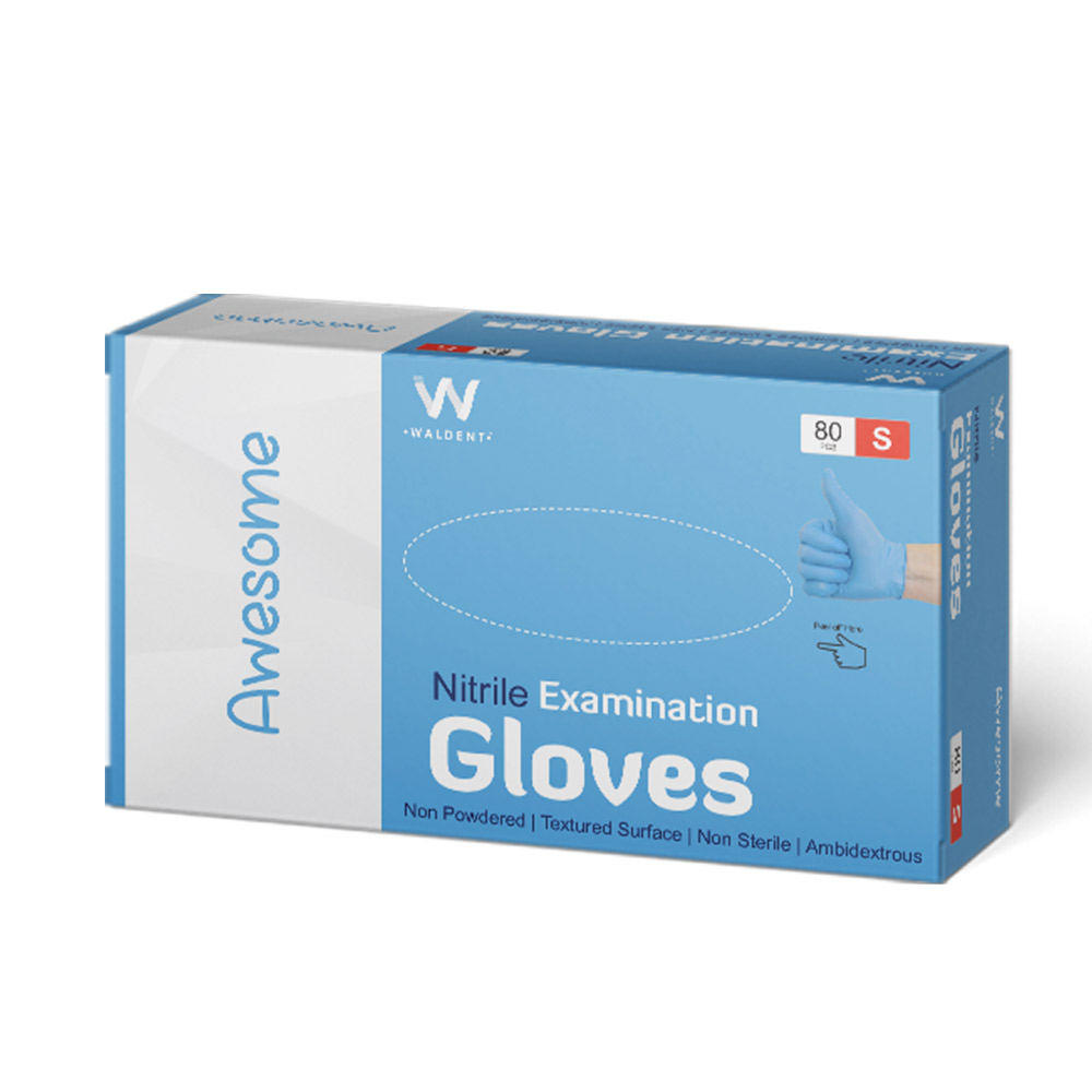 Waldent Nitrile Examination Gloves Blue (Pack of 80 Pcs)