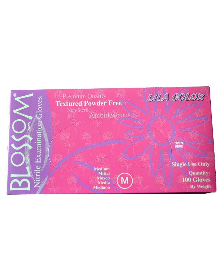 Blossom Lila Nitrile Exam Gloves - Medium