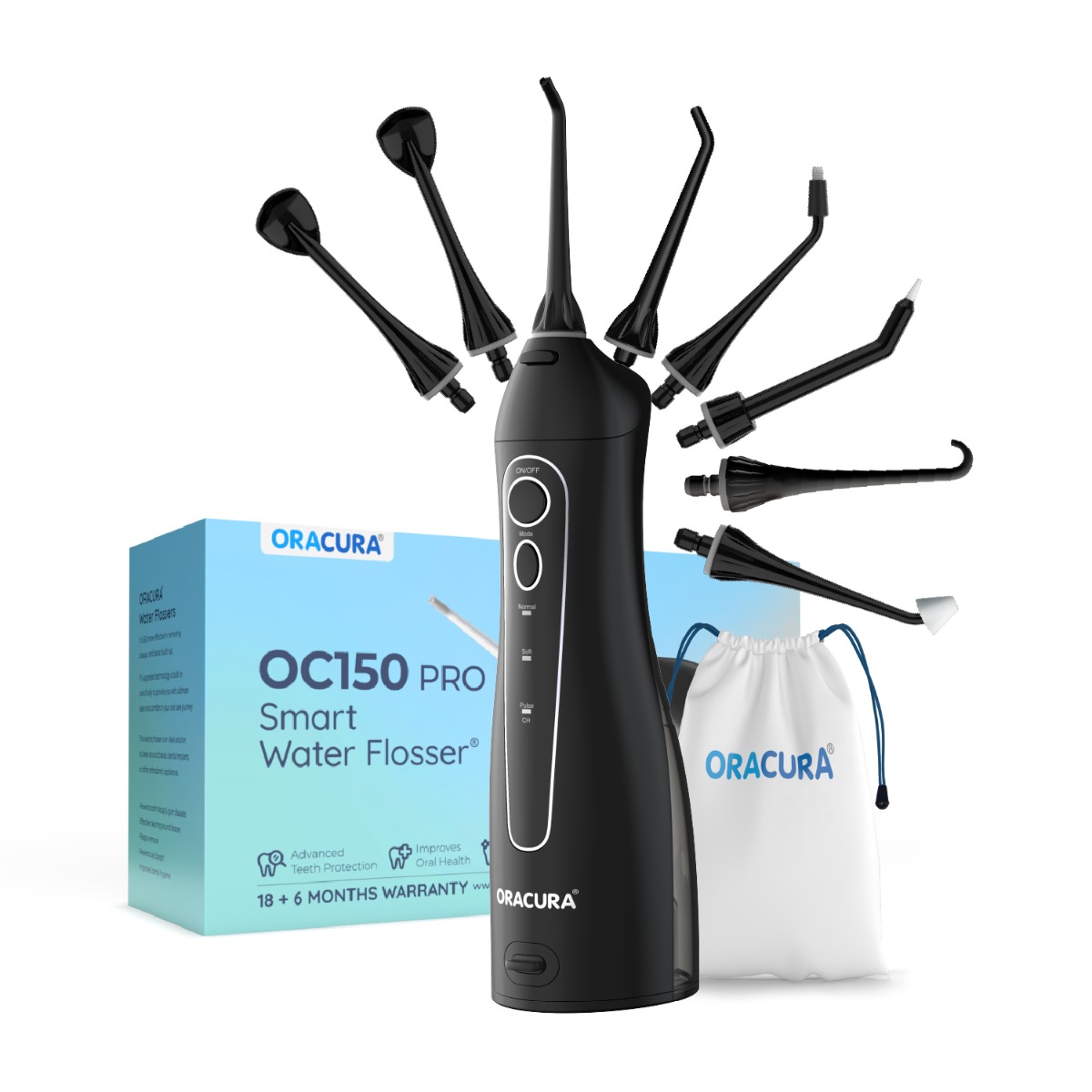 Oracura OC150 Dental PRO Smart Water Flosser - Black