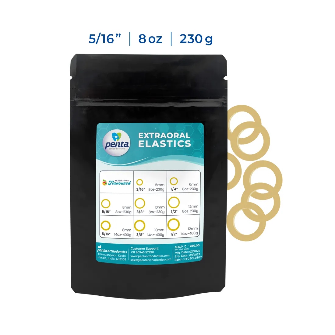Penta Ortho Extraoral Elastics - size 5/16-8 Oz