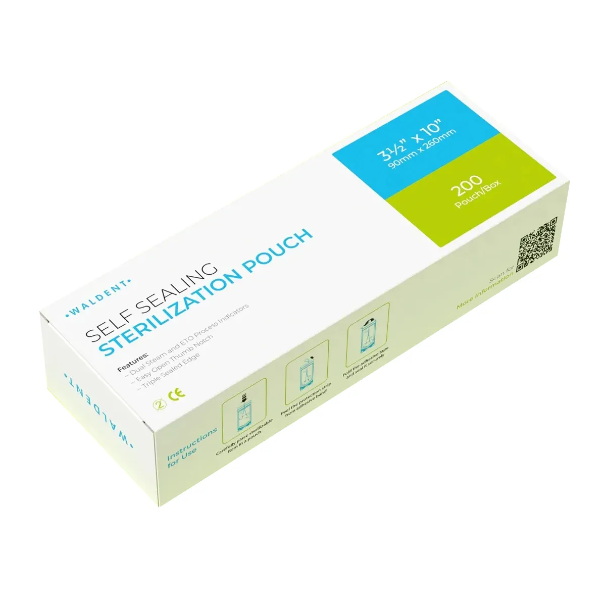 Waldent Self-Seal Sterilization Pouch 90x260mm (3.5in x 10in)