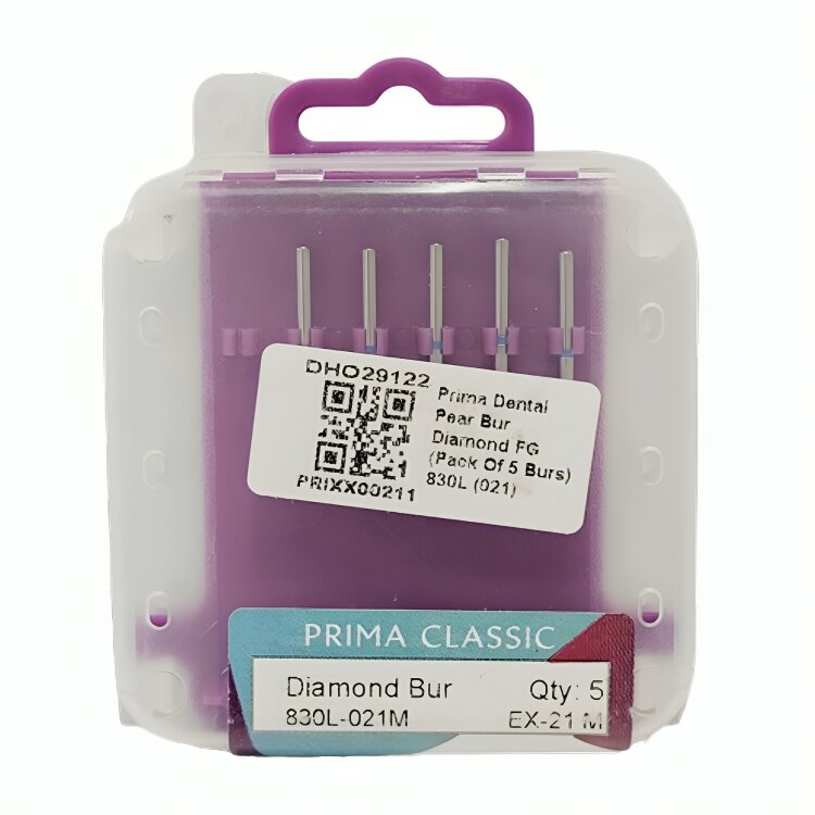 Prima Dental Pear Bur Diamond FG (Pack Of 5 Burs) 830L (021)