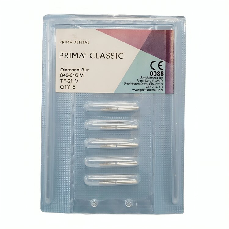 Prima Dental Taper Flat End Bur FG (Pack Of 5 Burs) 846 (016)