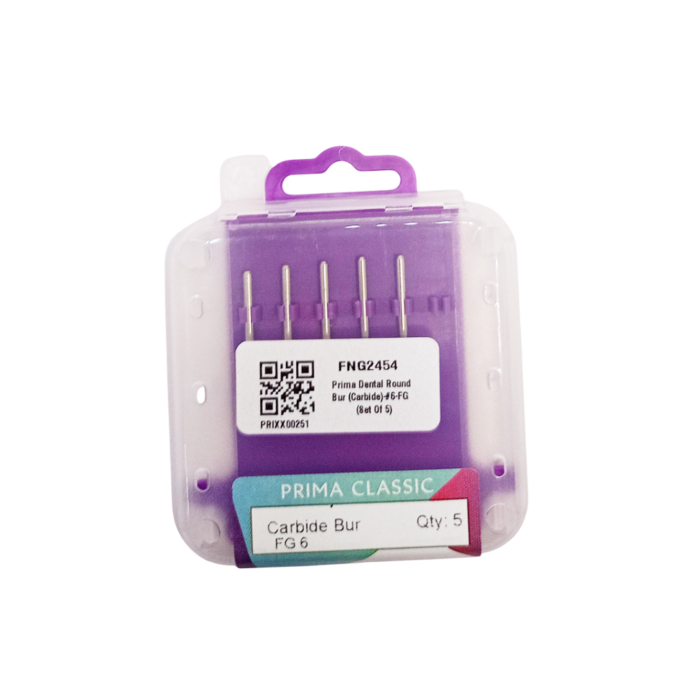 Prima Dental Round Airotor Bur Carbide-#6-FG (Set Of 5)