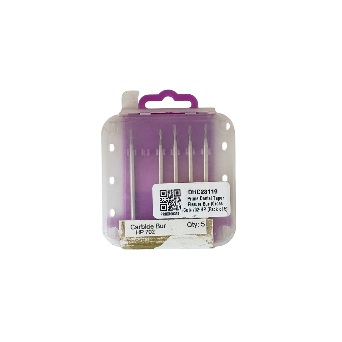 Prima Dental Taper Fissure Straight Handpiece Bur (Cross Cut)-702-HP (Pack of 5)