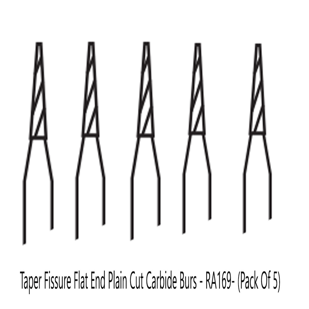 Pivo Taper Fissure Flat End Plain Cut Carbide Contra-angle Bur - RA-169 (Pack Of 5)