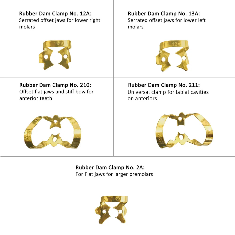 Waldent Rubber Dam Clamps Kit Titanium Gold (Set of 11) (K16/3)