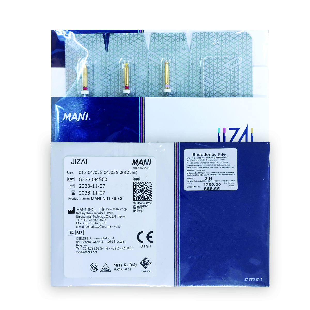 Mani Jizai NiTi Rotary Files 21mm Assorted - (13/.04, 25/.04, 25/.06)