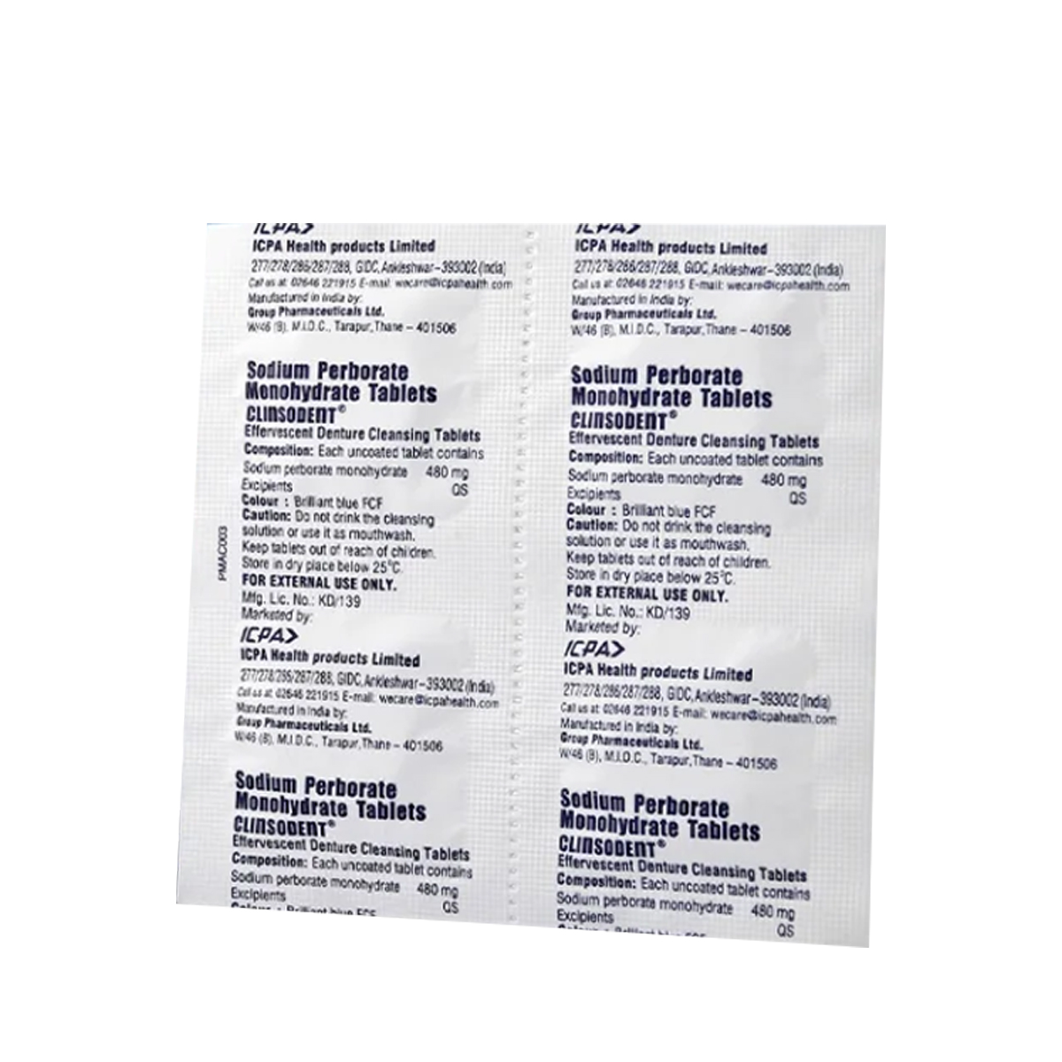ICPA Clinsodent Denture Cleansing Tablets