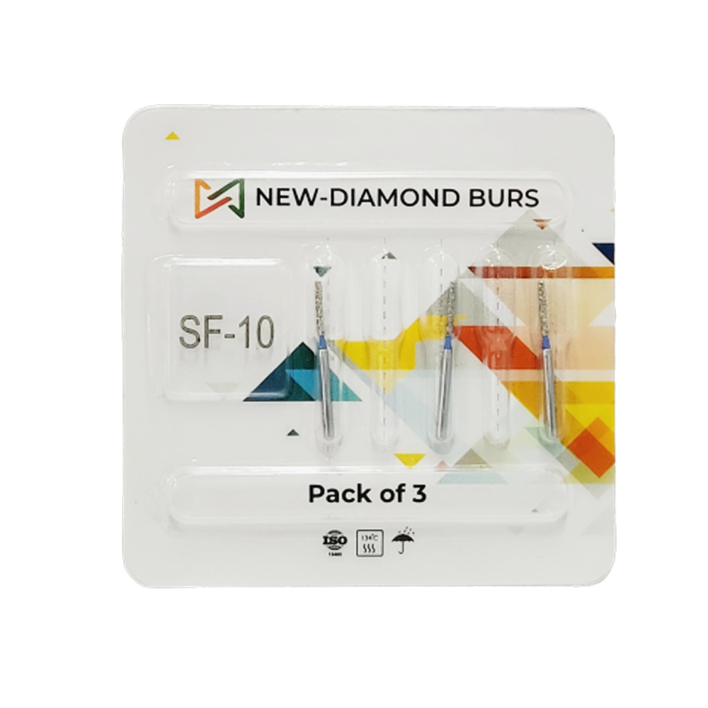 NewDiamond Straight Fissure FG Diamond Bur SF-10 (Pack of 3)
