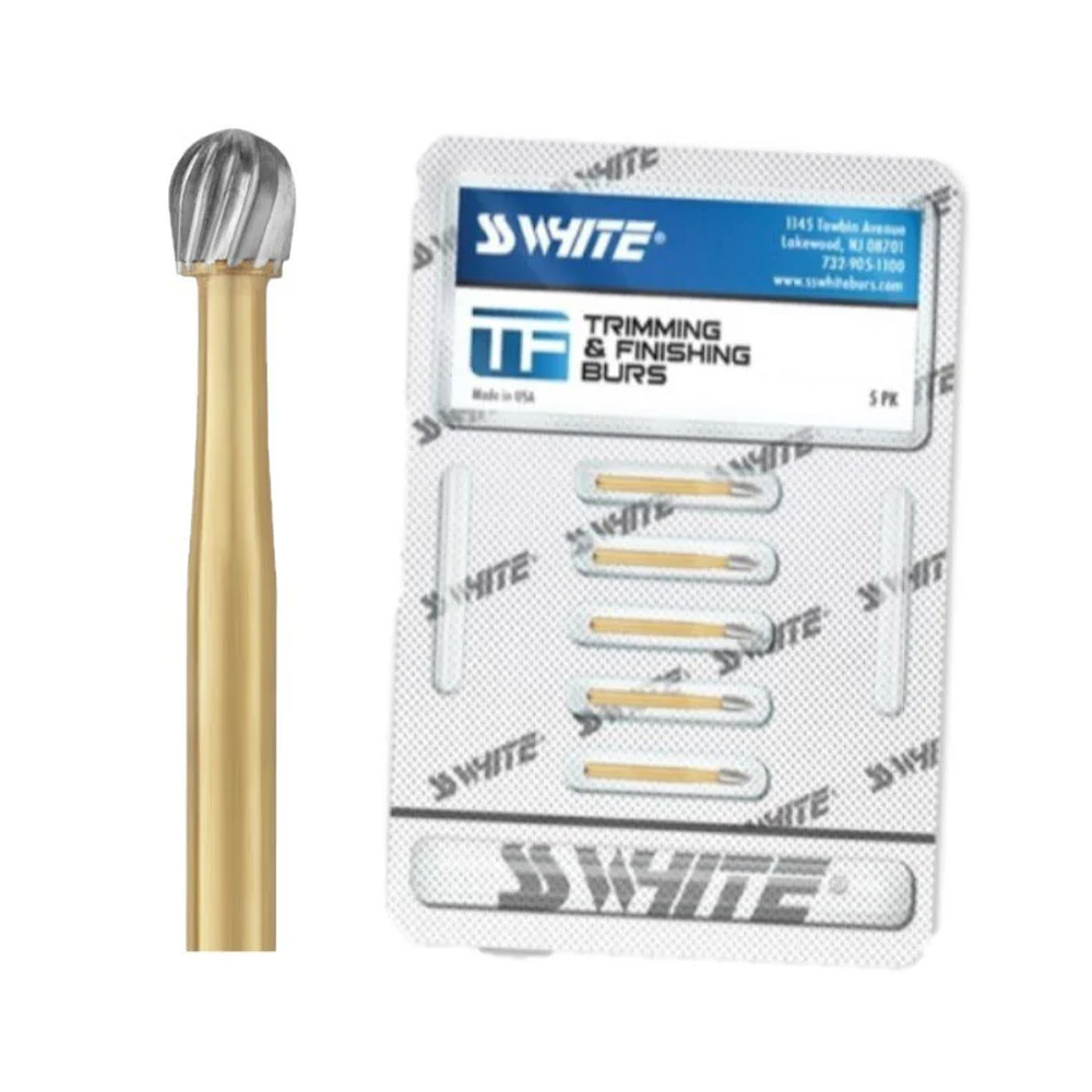 SS White Round Finishing Bur-12 Blades #7008 (Pack Of 5)
