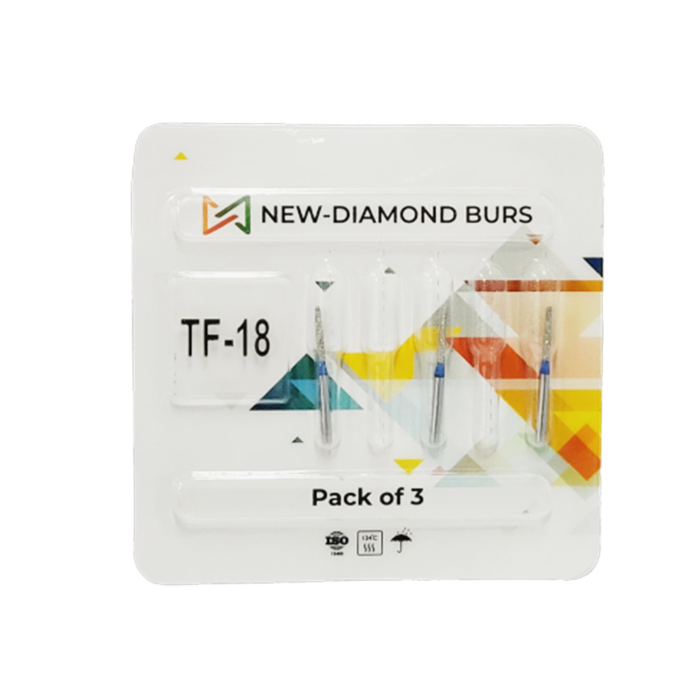 NewDiamond Taper Fissure FG Diamond Bur TF-18 ( Pack Of 3)