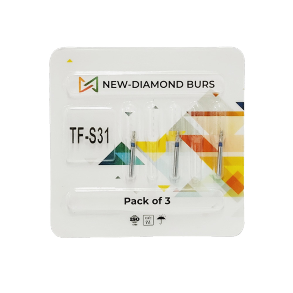 NewDiamond Taper Fissure FG Diamond Bur TF-S31 ( Pack Of 3)
