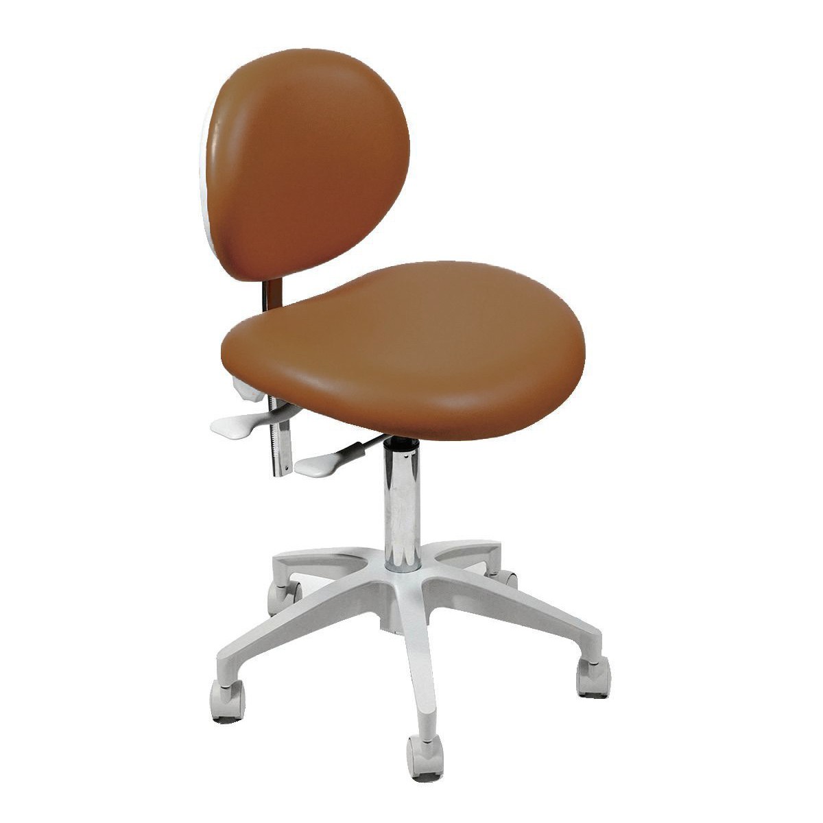 Sparedent Dental Stool With Backrest and Metal Base - Dark Brown