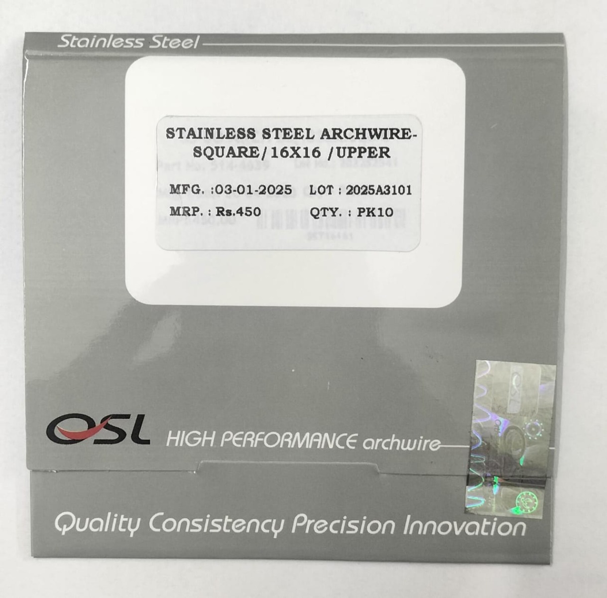 OSL SS Square Form Archwires - Square (Pack Of 10)