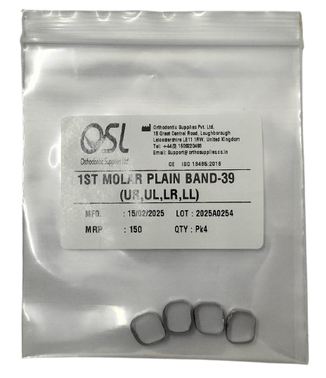 OSL Preformed Non - Convertible 1st Molar Plain Bands (Pack Of 4)