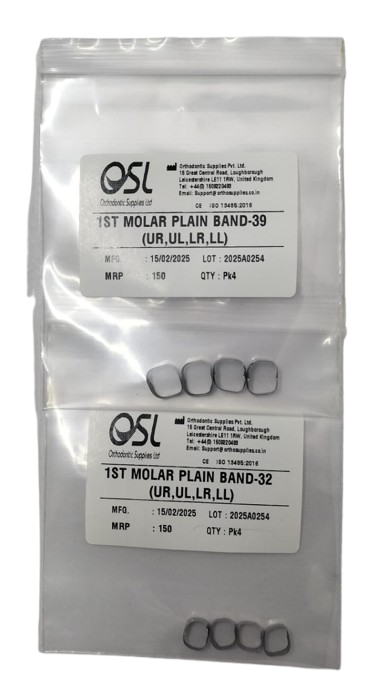 OSL Preformed Non - Convertible 1st Molar Plain Bands (Pack Of 4)