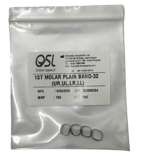 OSL Preformed Non - Convertible 1st Molar Plain Bands (Pack Of 4)