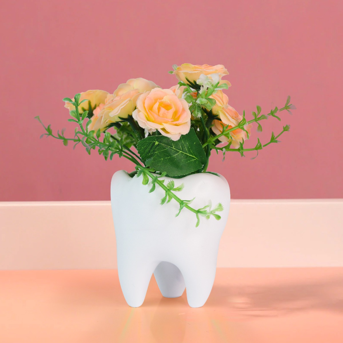 iDENTical Tooth shaped Flower Pot - MD-118 White