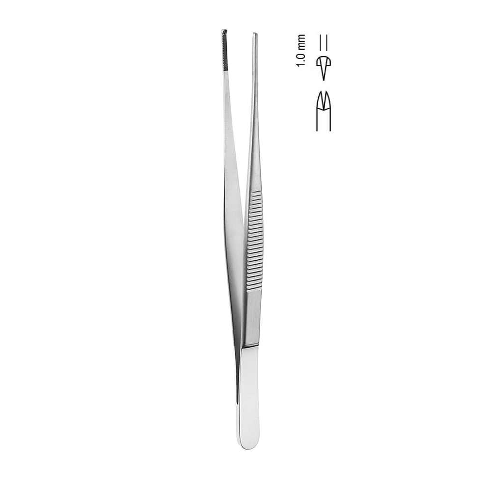 GDC Tissue Forceps Semken - Straight - 1x2 (12.5cm) (Tp33)