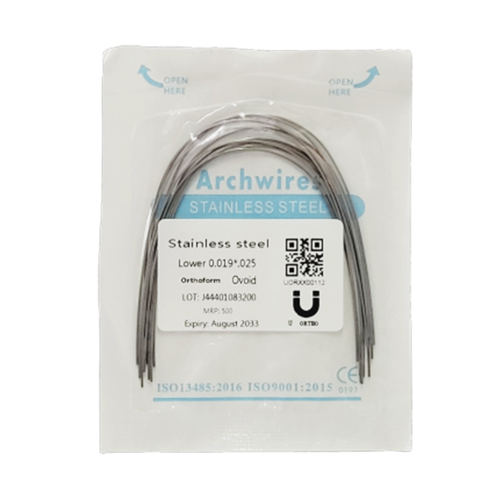 100-Pack Dental Orthodontic Arch Wires – Stainless Steel, Round & Rectangular, Assorted