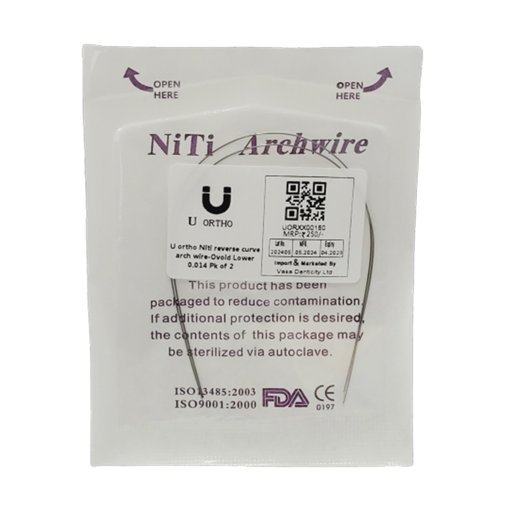 U Ortho Niti reverse curve arch wire-Ovoid Lower 0.014 Pk of 2