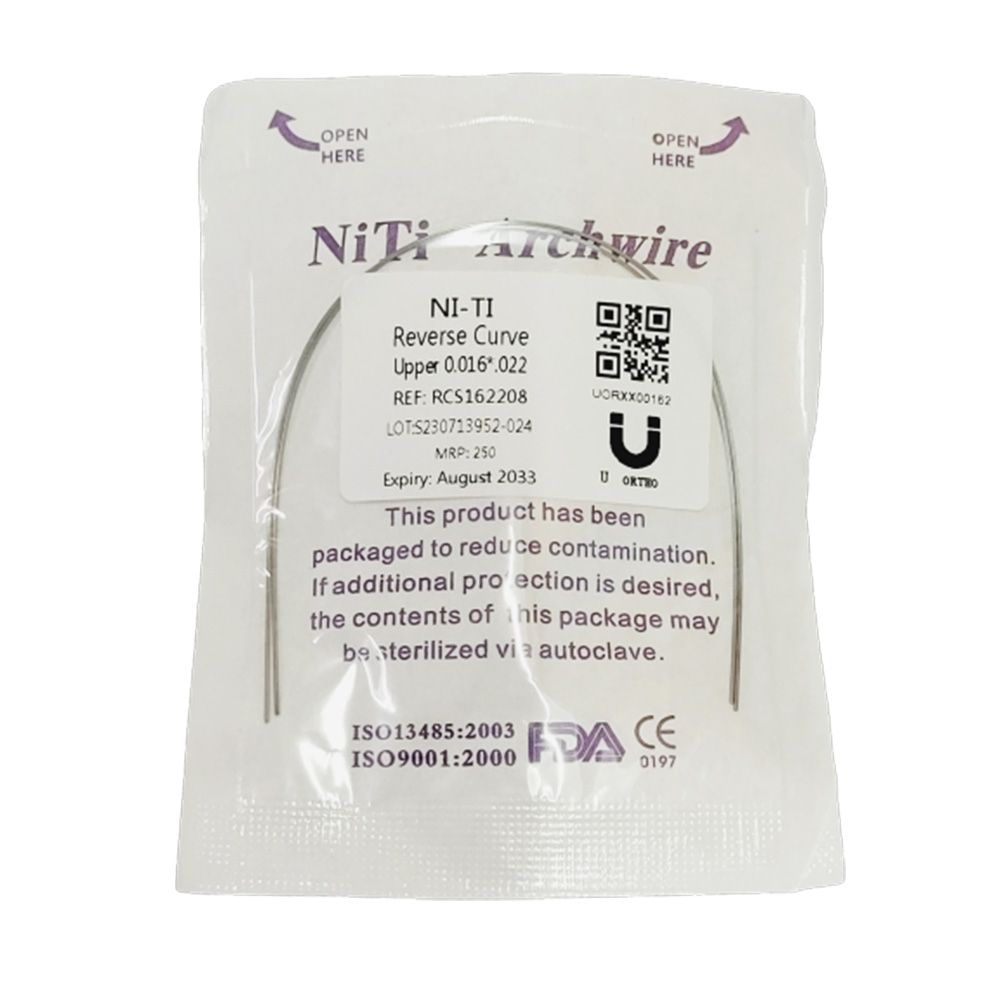 20-Pack Dental Orthodontic Reverse Curve Niti Arch Wires – Round & Rectangular, 10 Packs