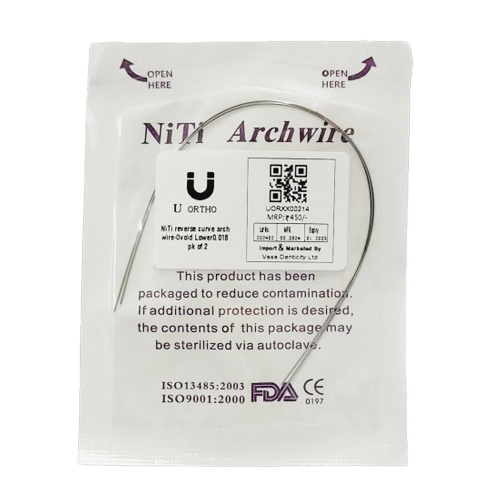U Ortho Niti reverse curve arch wire-Ovoid Lower 0.018 Pk of 2