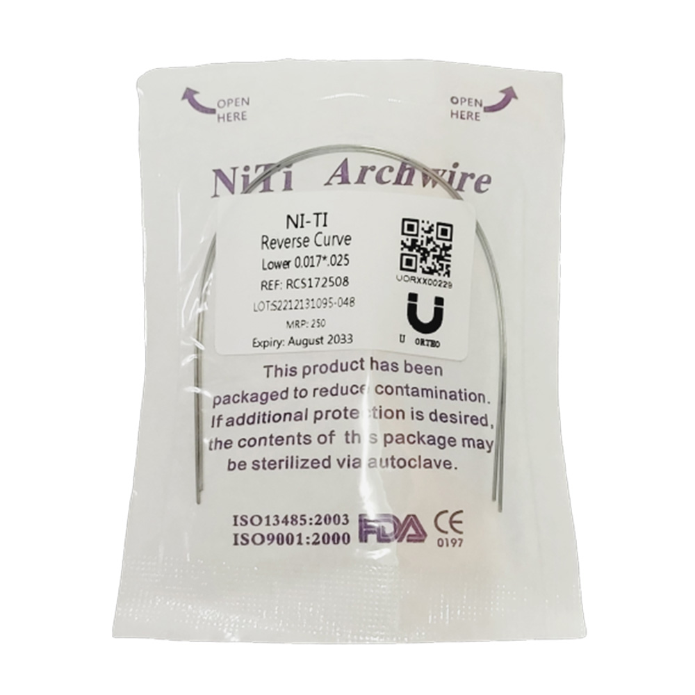U Ortho Niti reverse curve archwire -Rectangular Lower17x25 Pack of 2