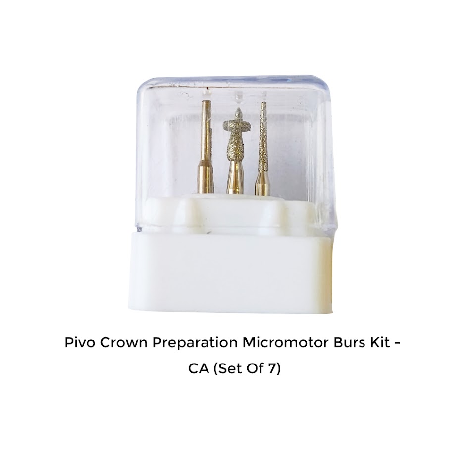 Pivo Crown Preparation Micromotor Burs Kit - Contra-Angle Handpiece (Set Of 7)