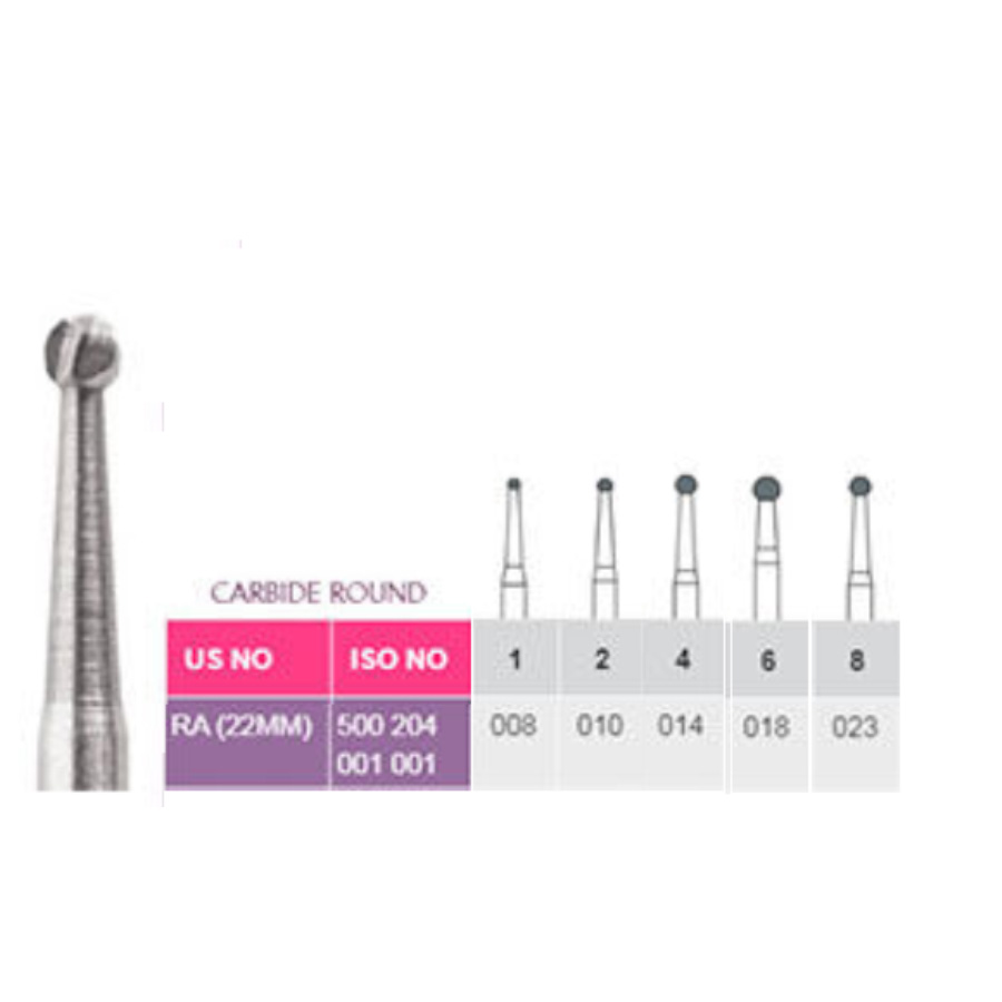 Prima Dental Round Bur Contra-Angle Carbide (Set of 5)