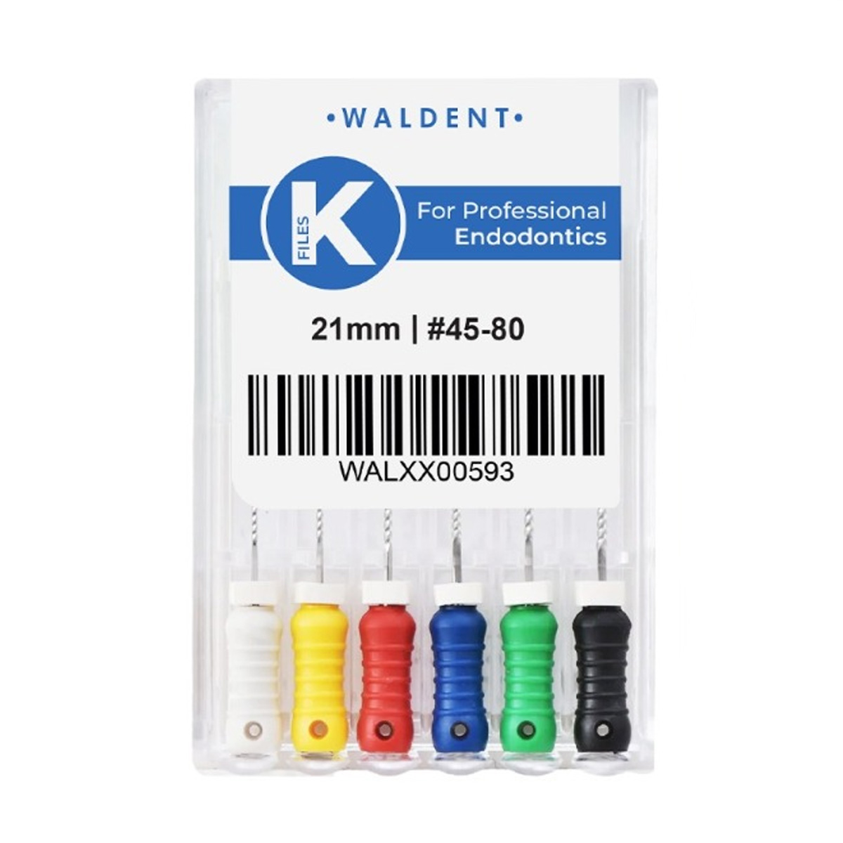 Waldent Professional K-File 21mm Assorted # 45-80