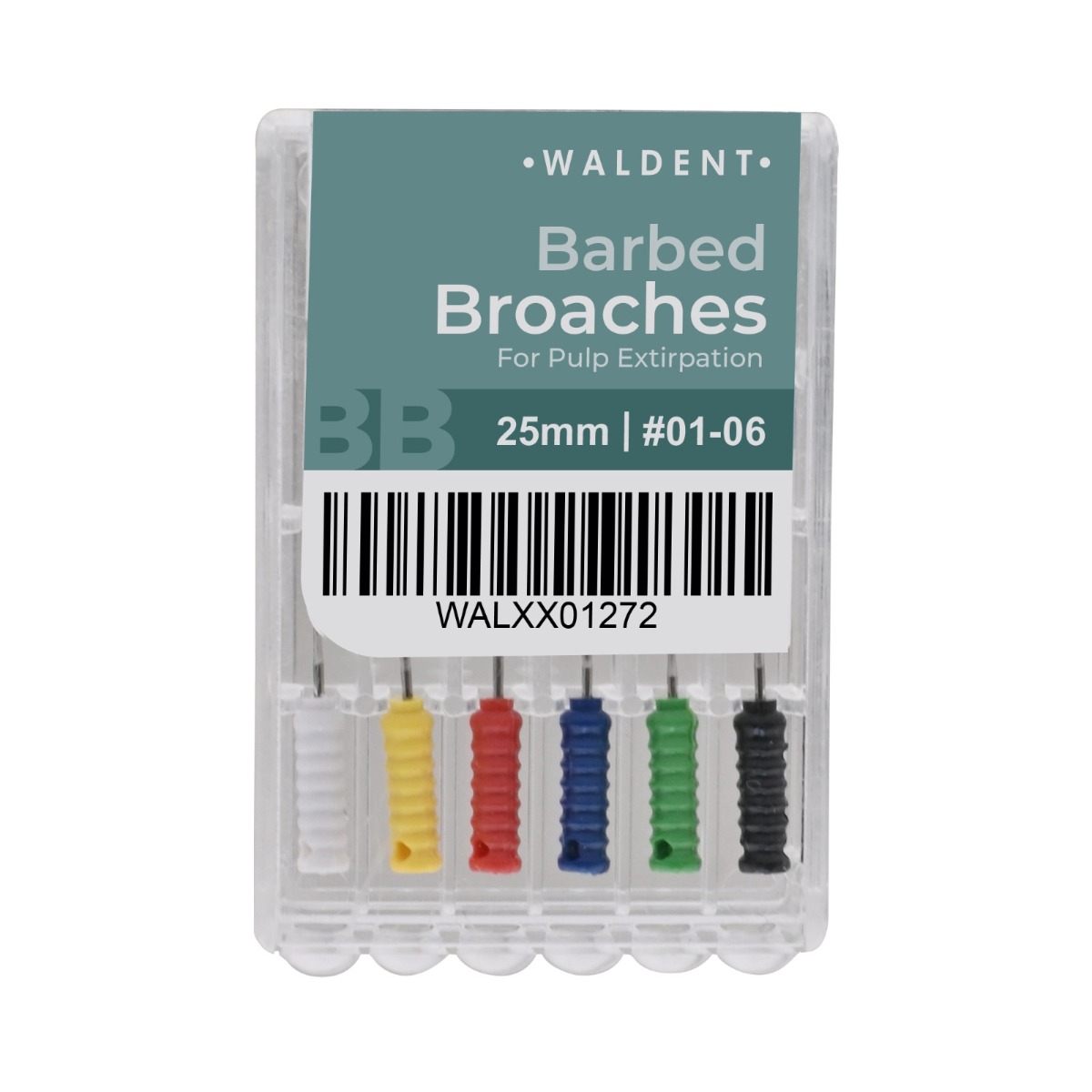Waldent Barbed Broaches 25mm # 01-06 (Pack of 6)