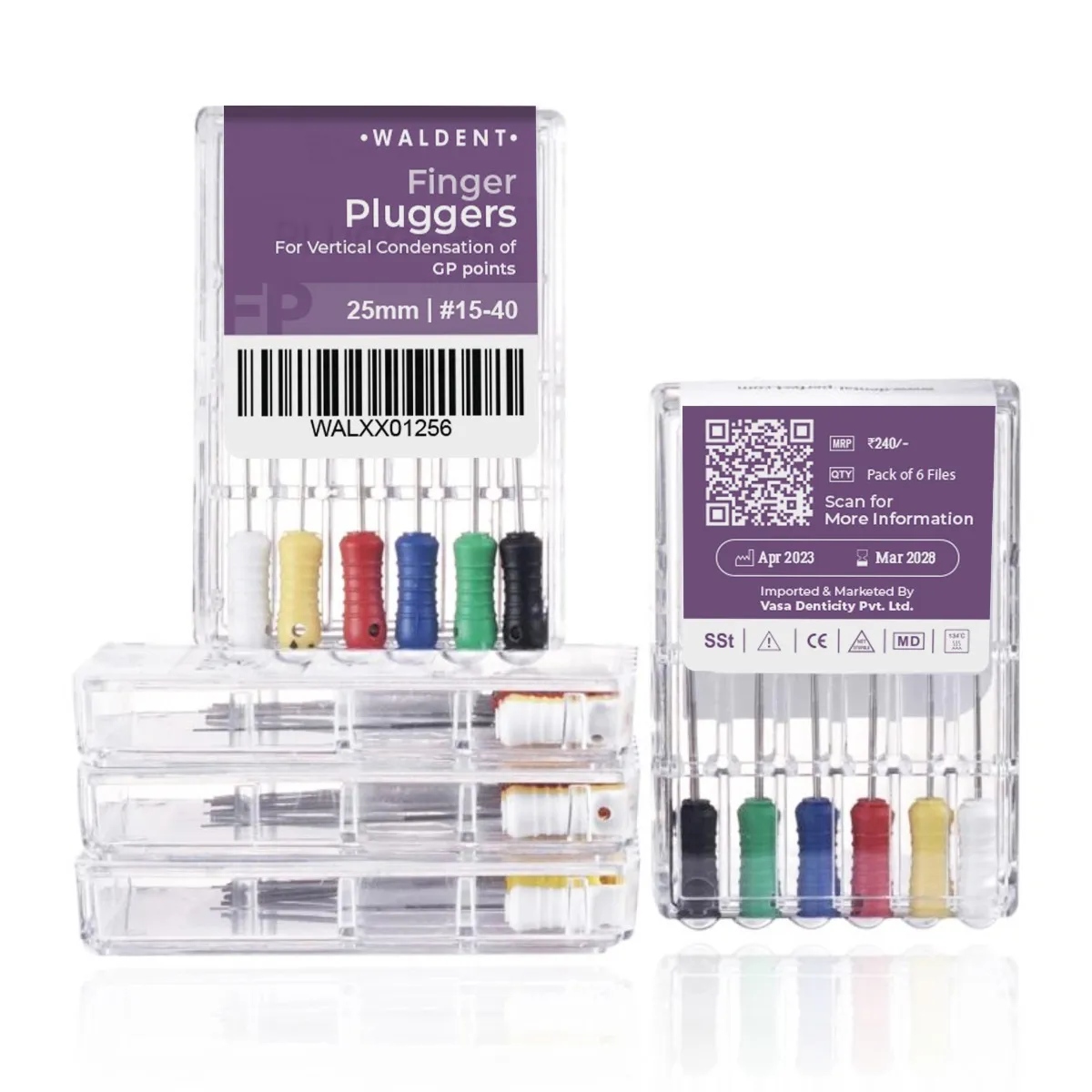 Waldent Finger Pluggers 25mm # 15-40 (Pack of 6)