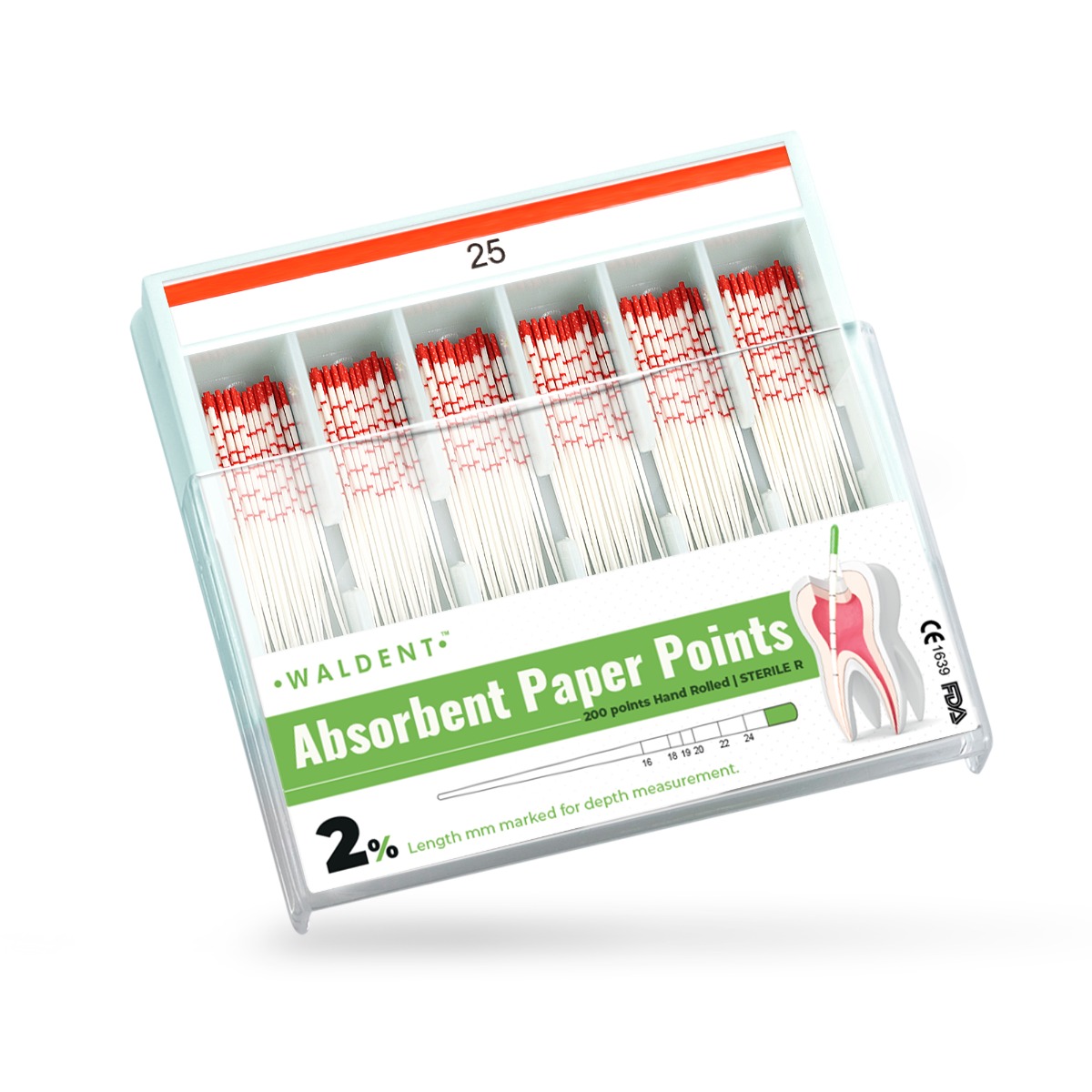 Waldent Paper Points 2% (Length Marked)