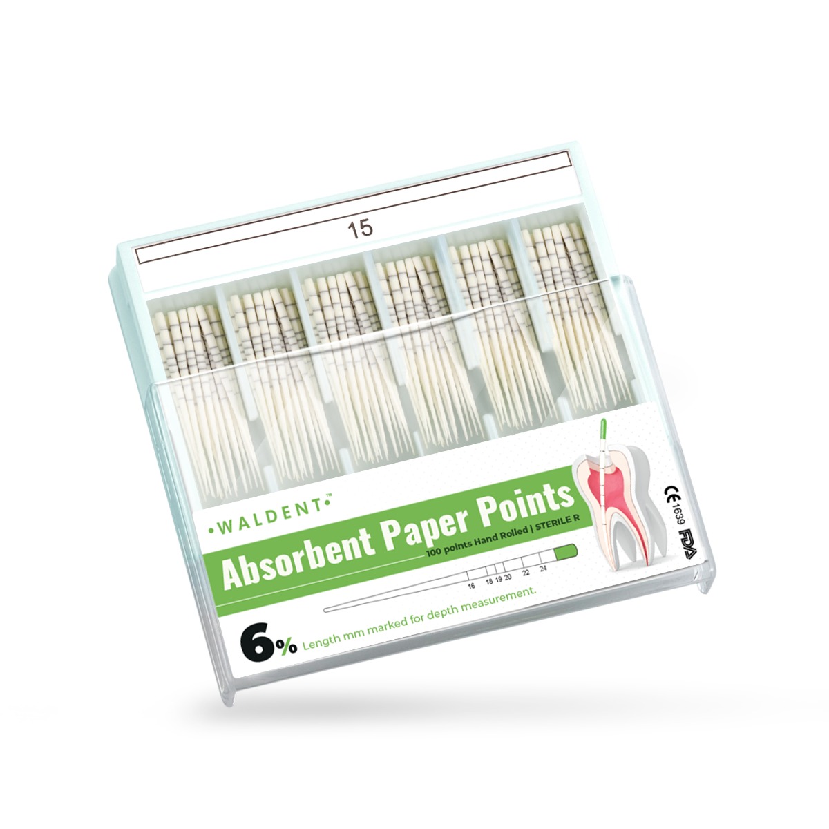 Waldent Paper Points 6% (Length Marked)